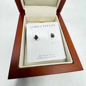 NWT LORD & TAYLOR 18K Gold Plated Pyramid Rivet Stud Earrings